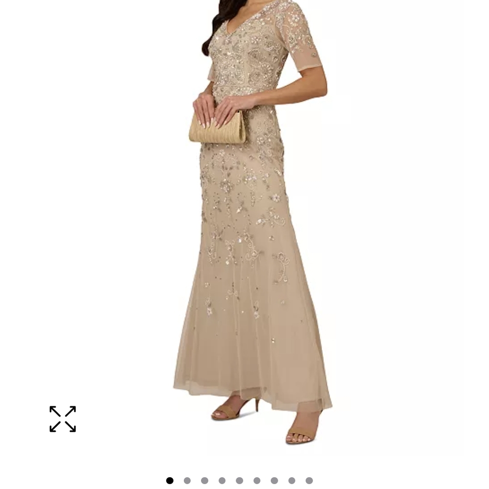 Elegant Beige Embellished Evening Gown